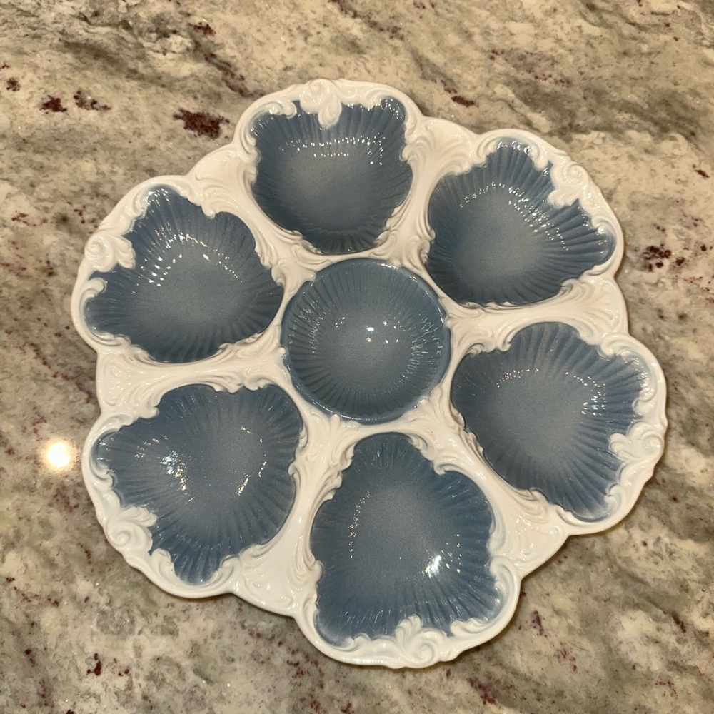 Vintage Blue and White Oyster Plate